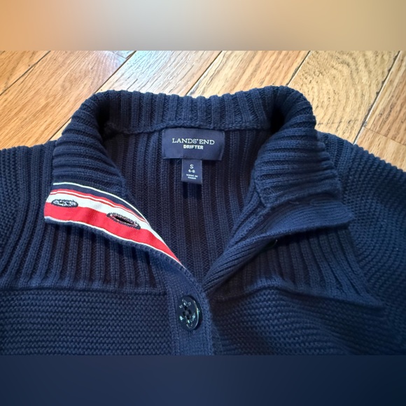 Lands End Drifter Button Cardigan Navy Blue Sweater Anchor Button Women’s Size S - Picture 4 of 15